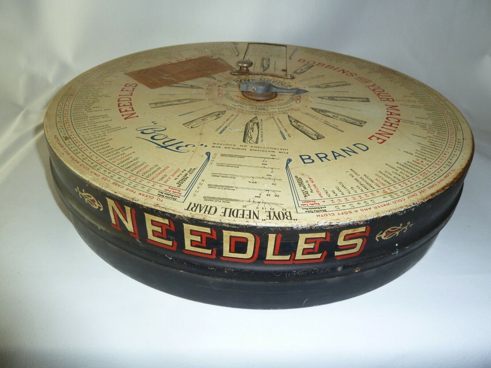 Antique Boye Rotary Needle & Shuttle Case / Store Display Loaded W/ Needle Tubes