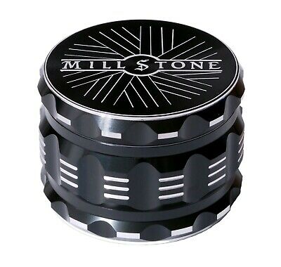 Millstone Tobacco Herb Grinder 4-piece Metal 2.5 Inch Large Magnetic Top Black